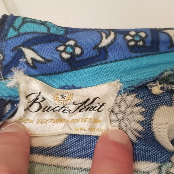 mid century mod print dress like Emilio 1970's M - Picture 6 of 8